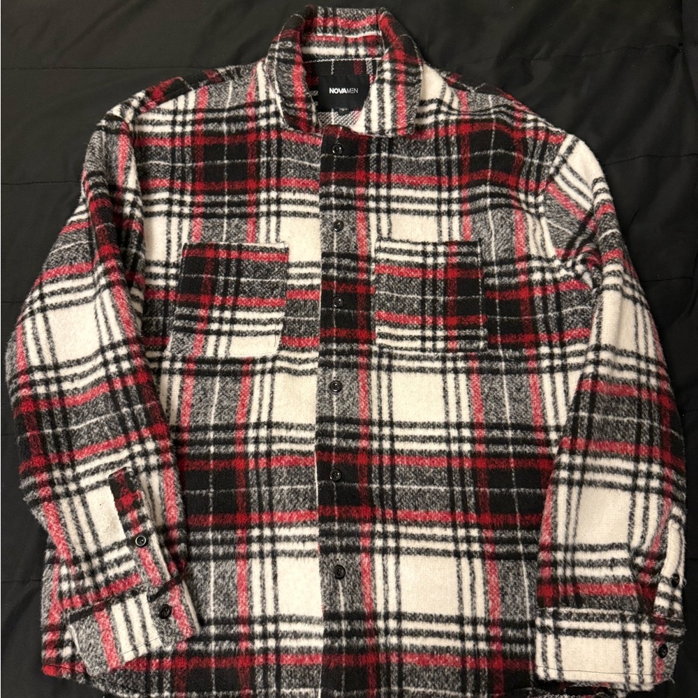 Fashion Nova Red and Black Plaid Casual Button Down Shirt